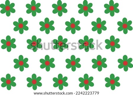 Vector minimal abstract white background with green floral paper tile pattern.