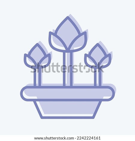 Icon Tulips. related to Flora symbol. two tone style. simple illustration. plant. Oak. leaf. rose