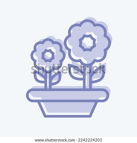Icon Flowers. related to Flora symbol. two tone style. simple illustration. plant. Oak. leaf. rose