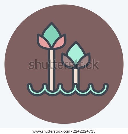 Icon Tulips 2. related to Flora symbol. color mate style. simple illustration. plant. Oak. leaf. rose