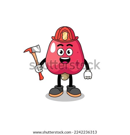 Cartoon mascot of cashew firefighter , character design