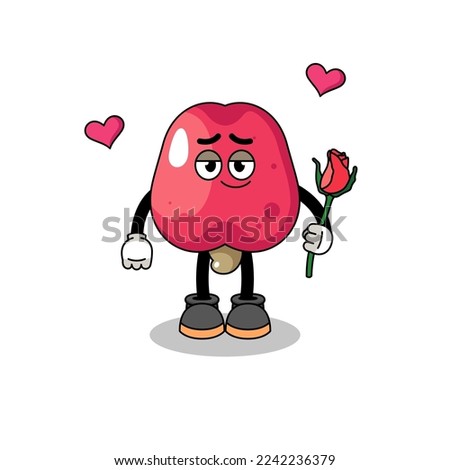 cashew mascot falling in love , character design