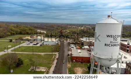 Water tower and railroad in Richmond, Texas.
