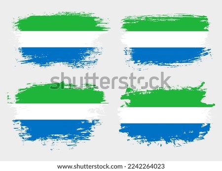 Artistic Sierra Leone country brush flag collection. Set of grunge brush flags on a solid background