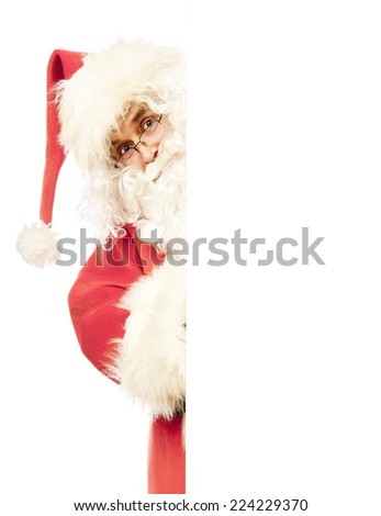 Santa Claus with blank white board