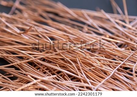 Close up of scrap copper wire trash Royalty-Free Stock Photo #2242301179