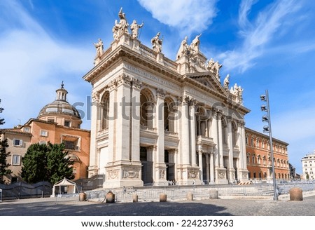 Lateran basilica (Archbasilica cathedral of Most Holy Savior and of Saints John Baptist and John Evangelist in the Lateran) in Rome, Italy Royalty-Free Stock Photo #2242373963