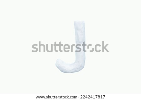 "J" Colour plasticine uppercase letters isolated on a white background. English It is a universal language used all over the world. Children's alphabet for education and development of English.