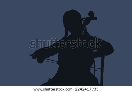 the shadow of a girl playing the cello Royalty-Free Stock Photo #2242417933
