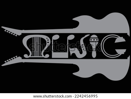 music logo vector, musical symbol. guitar logo.