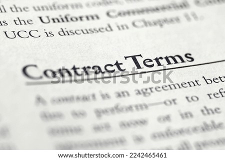 contract terms written in business ethics law textbook Royalty-Free Stock Photo #2242465461