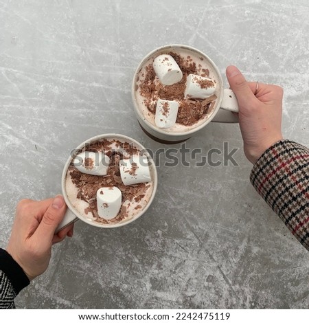 Marshmallow hot chocolate on ice