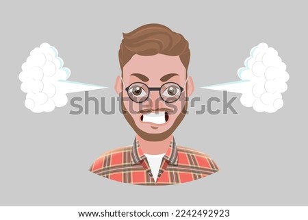 3D Isometric Flat Vector Conceptual Illustration of Angry Man, Furious and Outraged Employee