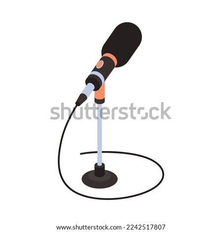 Microphone with wire isometric icon 3d vector illustration