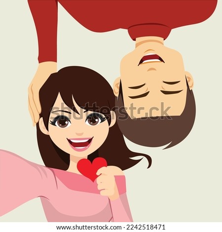 Free vector big isolated couple in love, happy young girl and boy in love