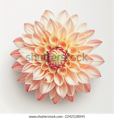 Top view of Dahlia flower on a white background, perfect for representing the theme of Valentine's Day. Royalty-Free Stock Photo #2242528045