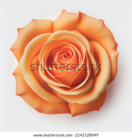 Top view of Orange Rose flower on a white background, perfect for representing the theme of Valentine's Day. Royalty-Free Stock Photo #2242528049