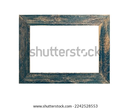 Wooden  painted picture frame on  the white isolated