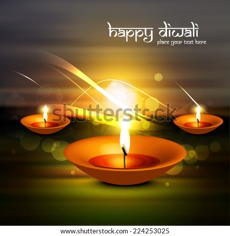 Happy Diwali fantastic diya glowing celebration background illustration 