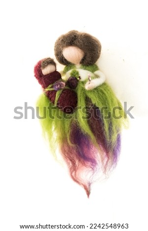 Fairy tale figure fairy with child - fantastic mythical creature felted, DIY