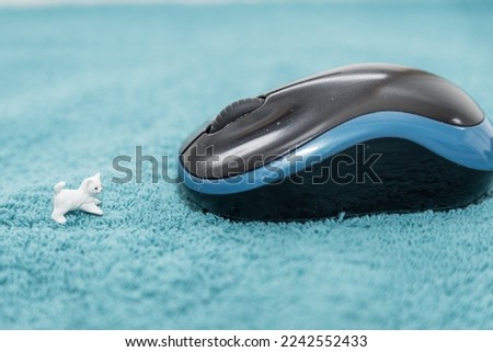 Model of a cat and a computer mouse facing each other - optional