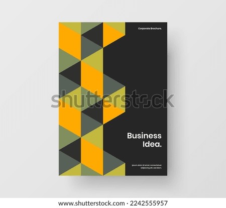 Fresh annual report vector design concept. Clean mosaic hexagons booklet template.