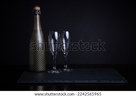 Happy New Year's Champagne and Glasses