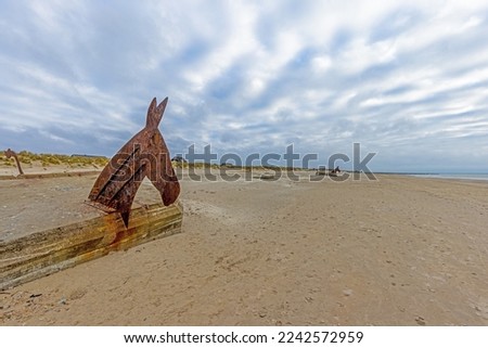 Picture of the historical bunkers with horse heads at the beach of Balvand in Denmark at daytime