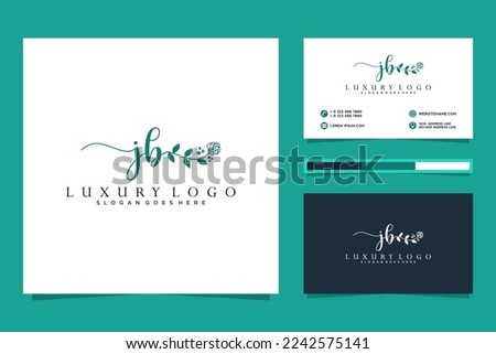 Feminine JB Initials logo collection  with business card template.