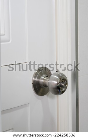 A steel door knob are locked