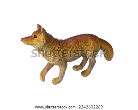 Animal toys, plastic dog toy isolated on white background