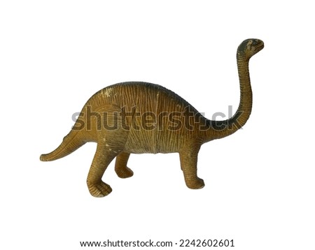 Animal toys, plastic brontosaurus dinosaurs toy isolated on white background