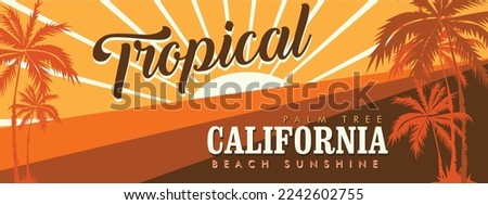 California Beach Sunshine Tropical palm tree Banner Design template flyer card design web design vector graphic  wallpaper