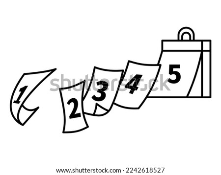 Clip art of daily calendar, line drawing.
