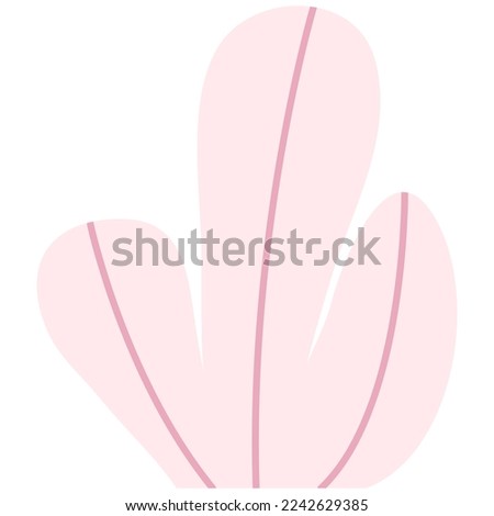 Pink leaves doodle cartoon illustration.