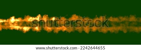 two burning lines of fire on chroma key screen, isolated - object 3D rendering