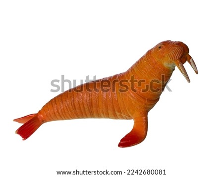 plastic walrus toy isolated on white background