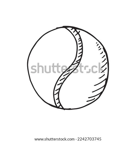 Hand drawn tennis ball doodles vector illustration. For kids coloring book.