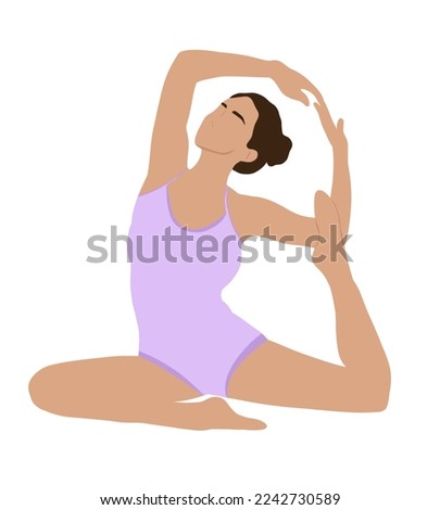 Graphic illustration of beautiful woman doing yoga exercise. Idea for icon, background, stickers, poster, banner, books, art , cartoon, magazine