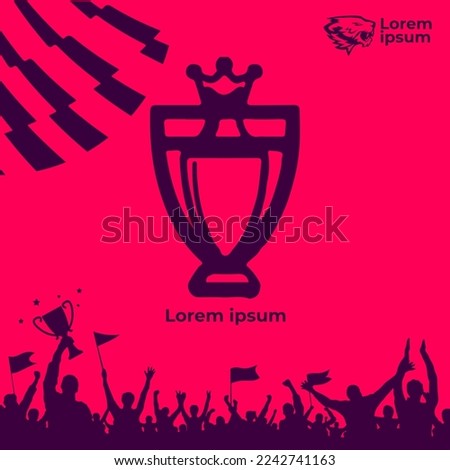 Football League Trophy Flatline Style Vector Illustration. isolated vector with red background. English Premier League. Champion. UEFA Champions League. UCL. FA CUP. Manchester United. City. Liverpool Royalty-Free Stock Photo #2242741163