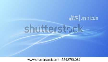 Vector abstract horizontal template. Smoky blue wave flow.
