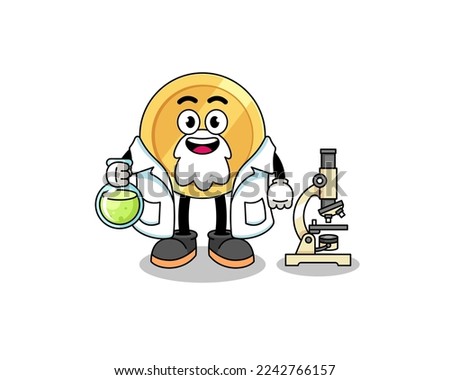 Mascot of indian rupee as a scientist , character design