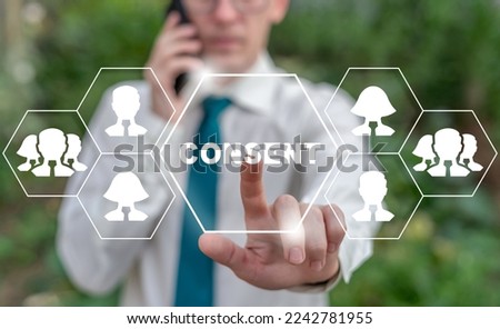 Consent Business Technology Concept. GDPR user consent informed. Consent of electronic data privacy and secrecy regulations. Information security. Royalty-Free Stock Photo #2242781955
