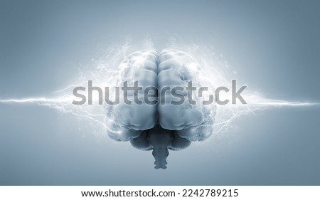 brain and lightning, 3d render