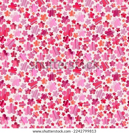 Abstract flowers pattern in magenta color. Endless vector texture. Print for fabric, wall paper, textile print, scrapbook paper, wrapping paper, notebook covers, cosmetics packing