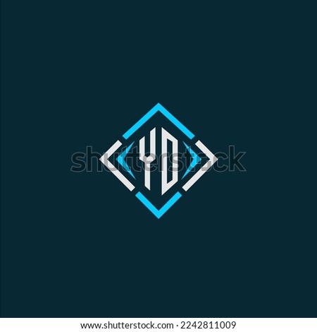 YO initial monogram logo with square style design