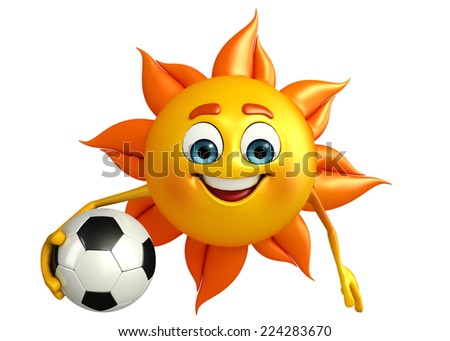 Cartoon Character of sun with football