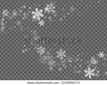 Cute flying snowflakes background. Snowfall speck frozen particles. Snowfall sky white transparent composition. Swirling snowflakes january texture. Snow cold season landscape.