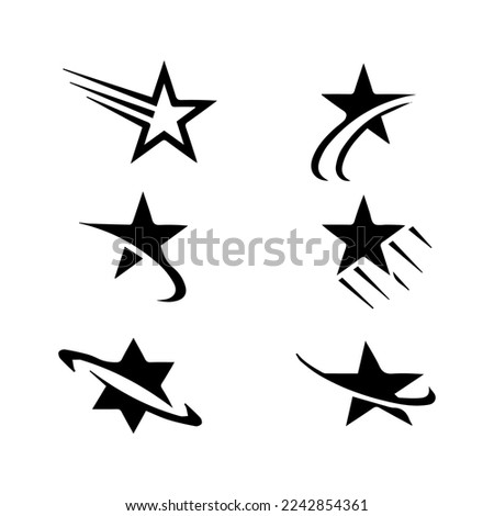 Black stars pattern. Vector. White background.Star Shapes Collection.Stars in linear flat design. Star vector icon black.
