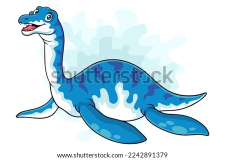 Illustration of Cartoon Dinosaur plesiosaurus on white background